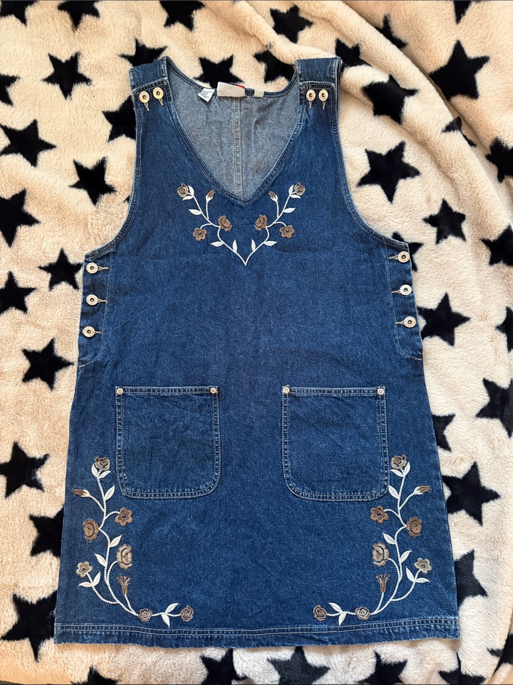 Vintage Women’s Blue Jean Embroidered Dress